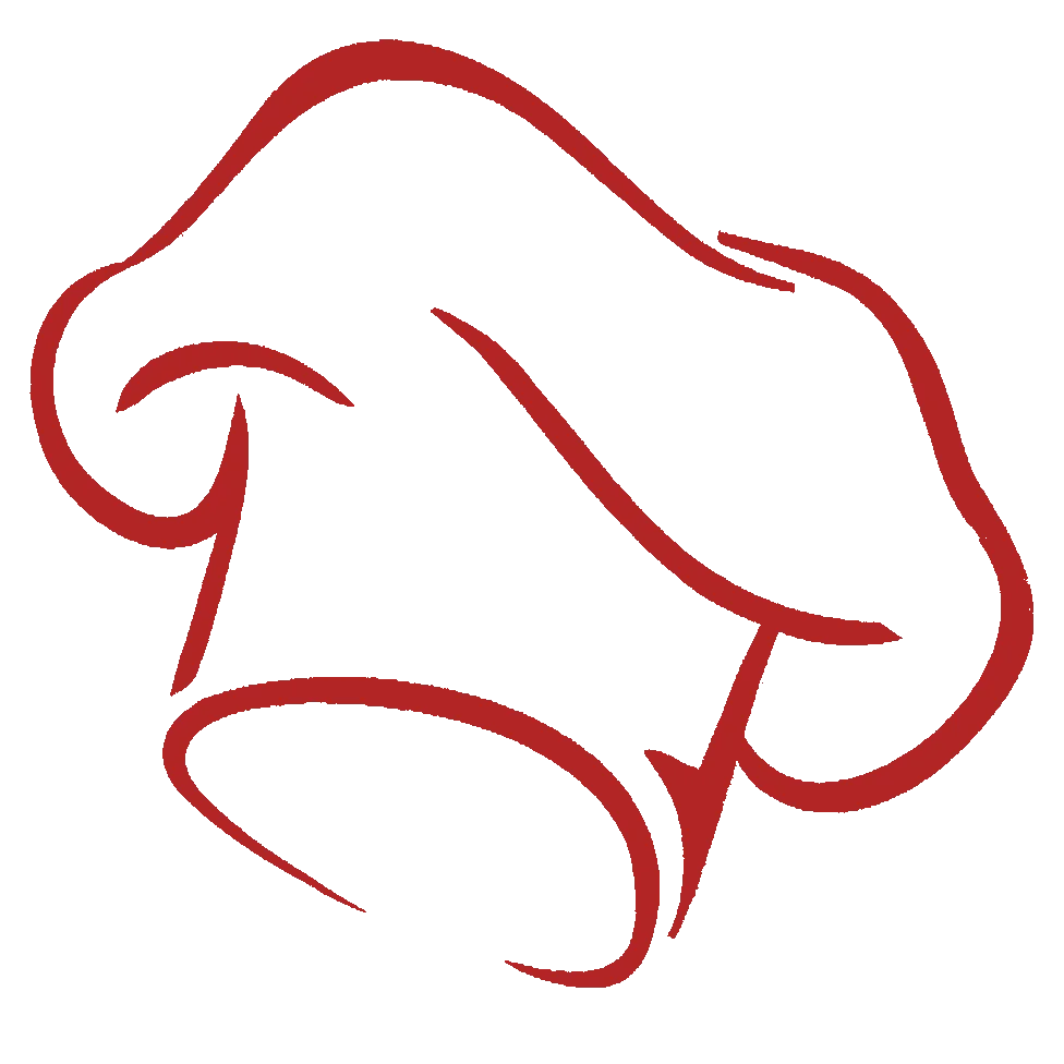 Elegant Red Silhouette of Classic Chef Hat Culinary Clipart Illustration