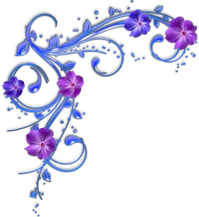 Enchanting Blue and Purple Floral Swirl Clipart Design with Decorative Flourishes
