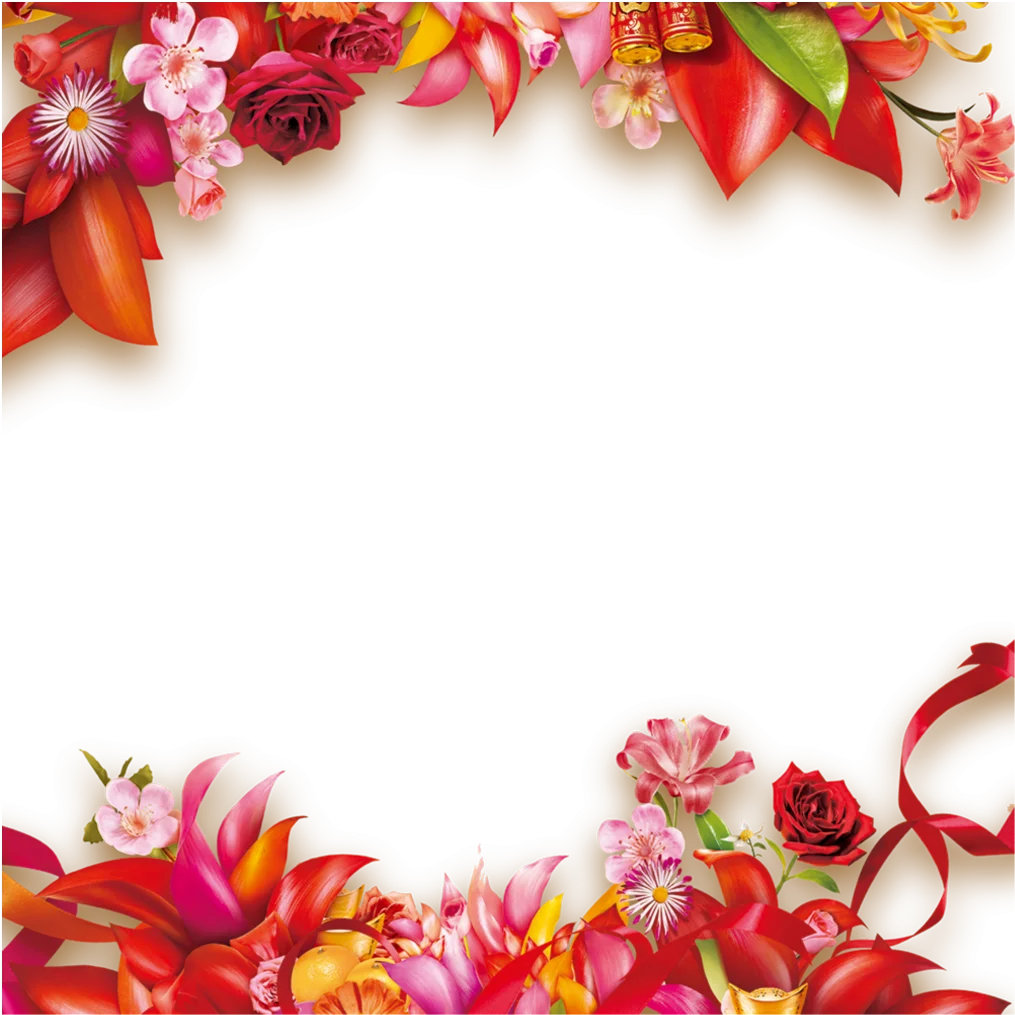 Enchanting Floral Border Clipart with Radiant Blooms and Delicate Petals