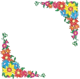 Enchanting Floral Corner Border Clipart with Colorful Blossoming Botanical Decorations