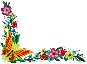 Enchanting Floral Corner Butterfly Border Clipart Design with Whimsical Elements