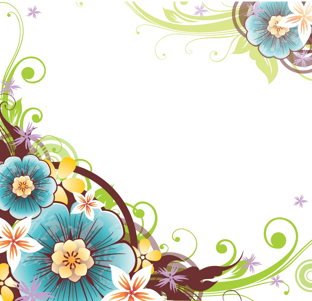 Enchanting Floral Watercolor Clipart with Delicate Swirling Green Vines and Pastel Blossoms