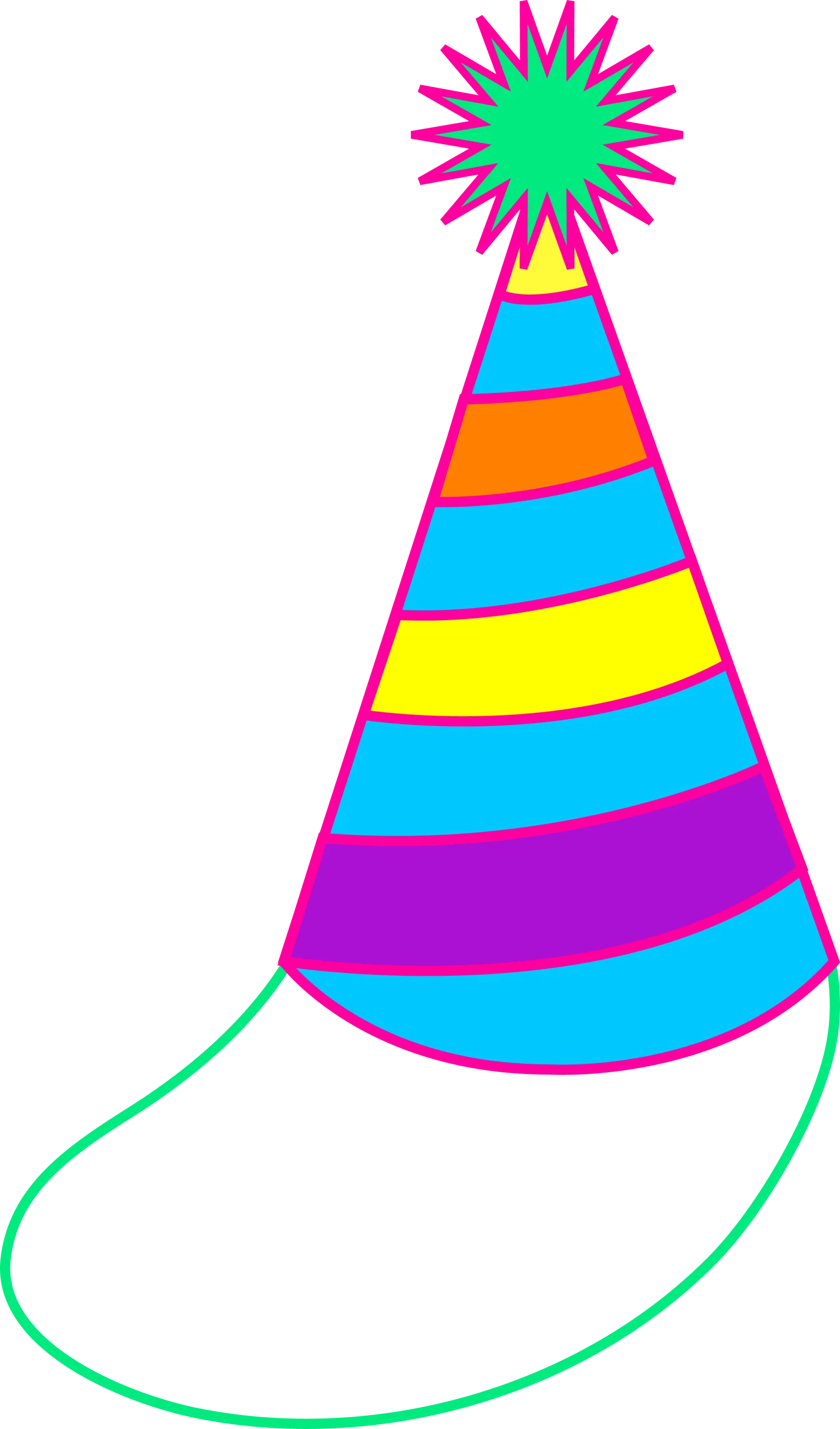 Festive Birthday Party Hat Clipart with Colorful Stripes and Starburst Top