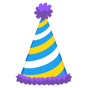 Festive Blue and Yellow Spiral Striped Birthday Party Hat Clipart Design