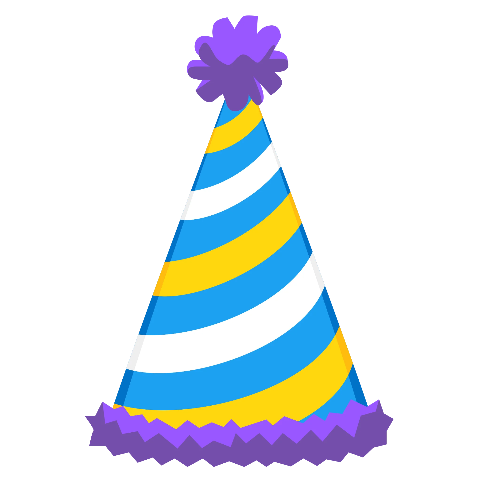 Festive Blue and Yellow Spiral Striped Birthday Party Hat Clipart Design