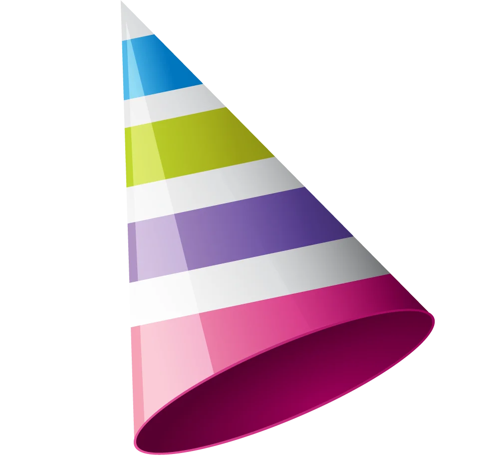 Festive Gradient Party Hat Clipart - Celebration Color Spectrum Design