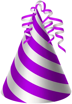 Festive Purple and Silver Swirled Birthday Party Hat Clipart Design