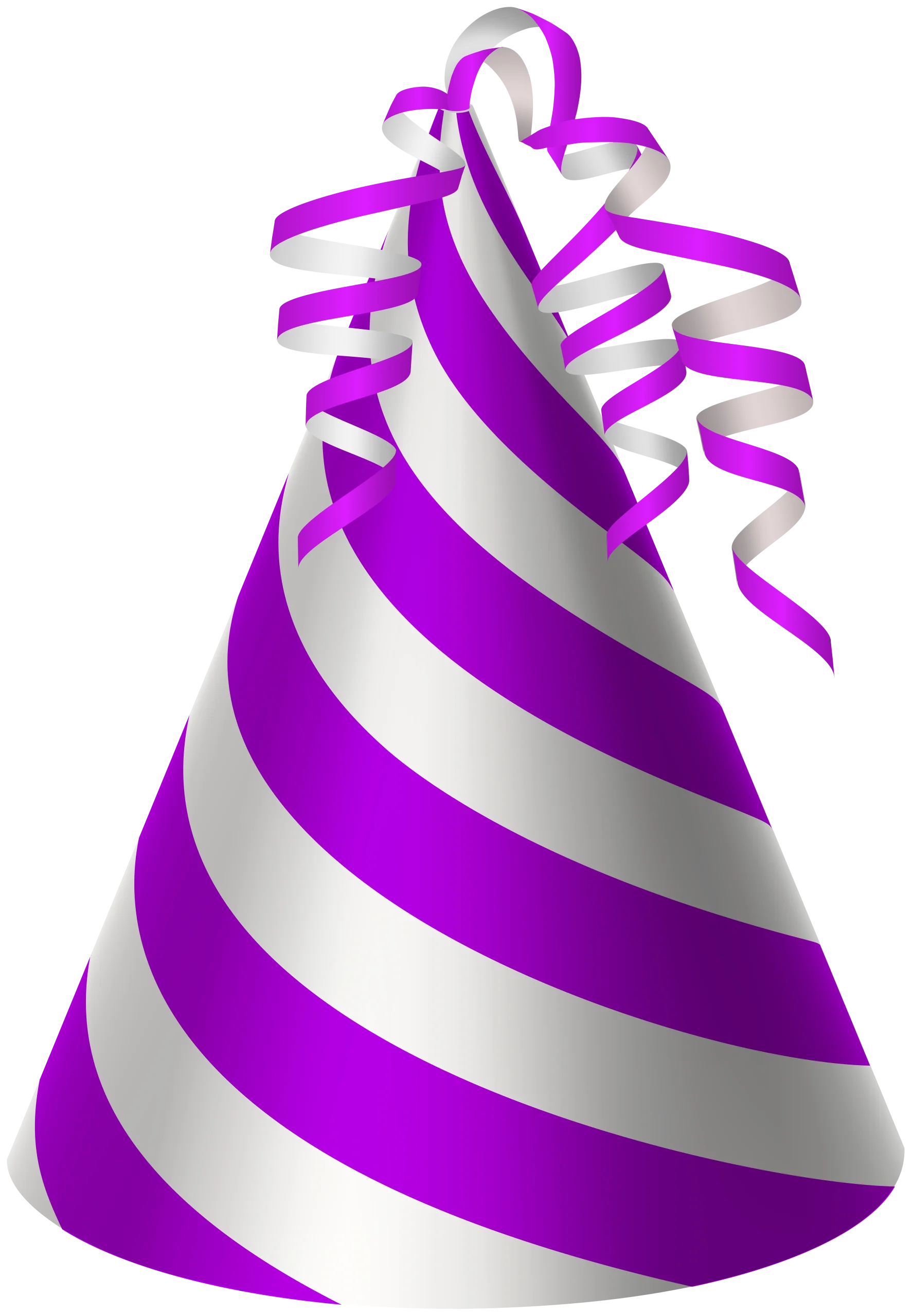 Festive Purple and Silver Swirled Birthday Party Hat Clipart Design
