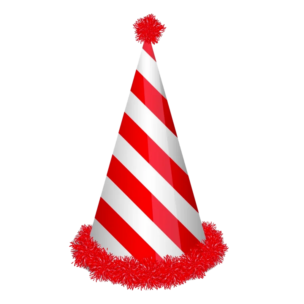 Festive Red and White Striped Birthday Party Celebration Clipart Design