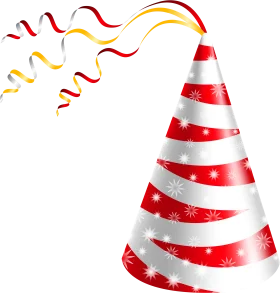 Festive Red and White Striped Birthday Party Celebration Clipart Design