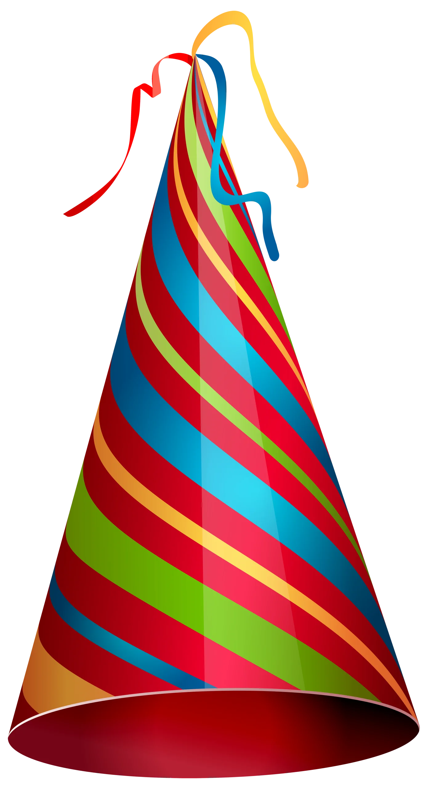 Festive Spiral Birthday Party Hat Clipart with Colorful Streamers