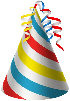 Festive Spiral Striped Birthday Party Hat Clipart with Colorful Ribbons