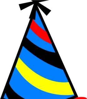 Festive Striped Birthday Party Hat Clipart with Bold Color Palette