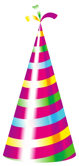 Festive Striped Party Hat Clipart with Playful Color Palette and Whimsical Design