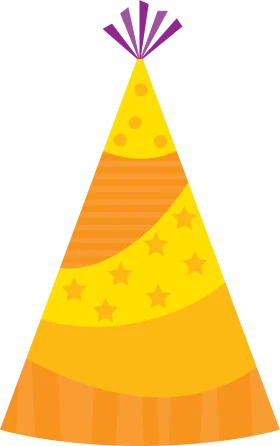 Festive Yellow and Orange Birthday Party Hat Clipart Design