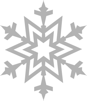 Geometric Snowflake Clipart: Intricate Winter Symmetry in Soft Gray Tones