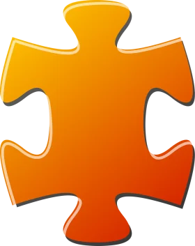 Glossy Orange Gradient Puzzle Piece Clipart with Smooth Contours and Realistic Shading