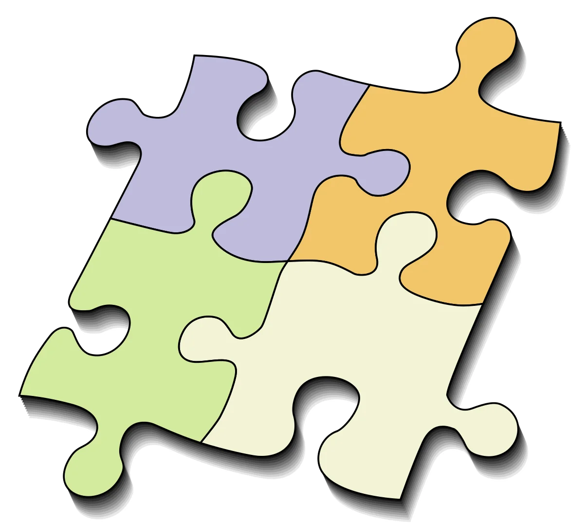 Interlocking Pastel-Colored Puzzle Pieces Clipart Symbolizing Collaboration and Unity