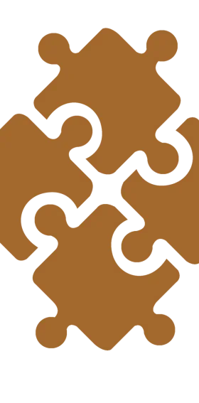 Interlocking Warm Brown Puzzle Pieces Clipart - Connectivity and Problem Solving Concept