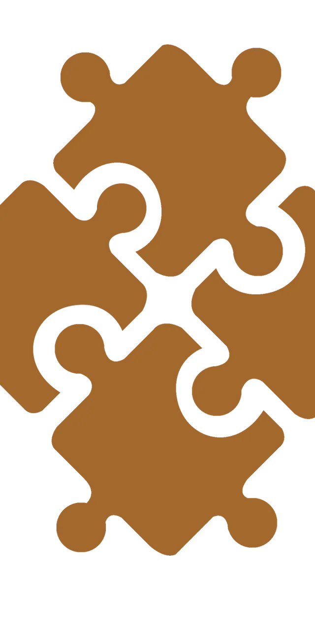 Interlocking Warm Brown Puzzle Pieces Clipart - Connectivity and Problem Solving Concept