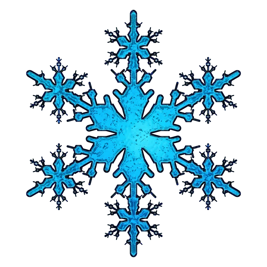 Intricate Azure Blue Snowflake Clipart with Delicate Geometric Symmetry