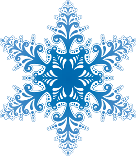 Intricate Blue Winter Snowflake Clipart with Elegant Symmetrical Design
