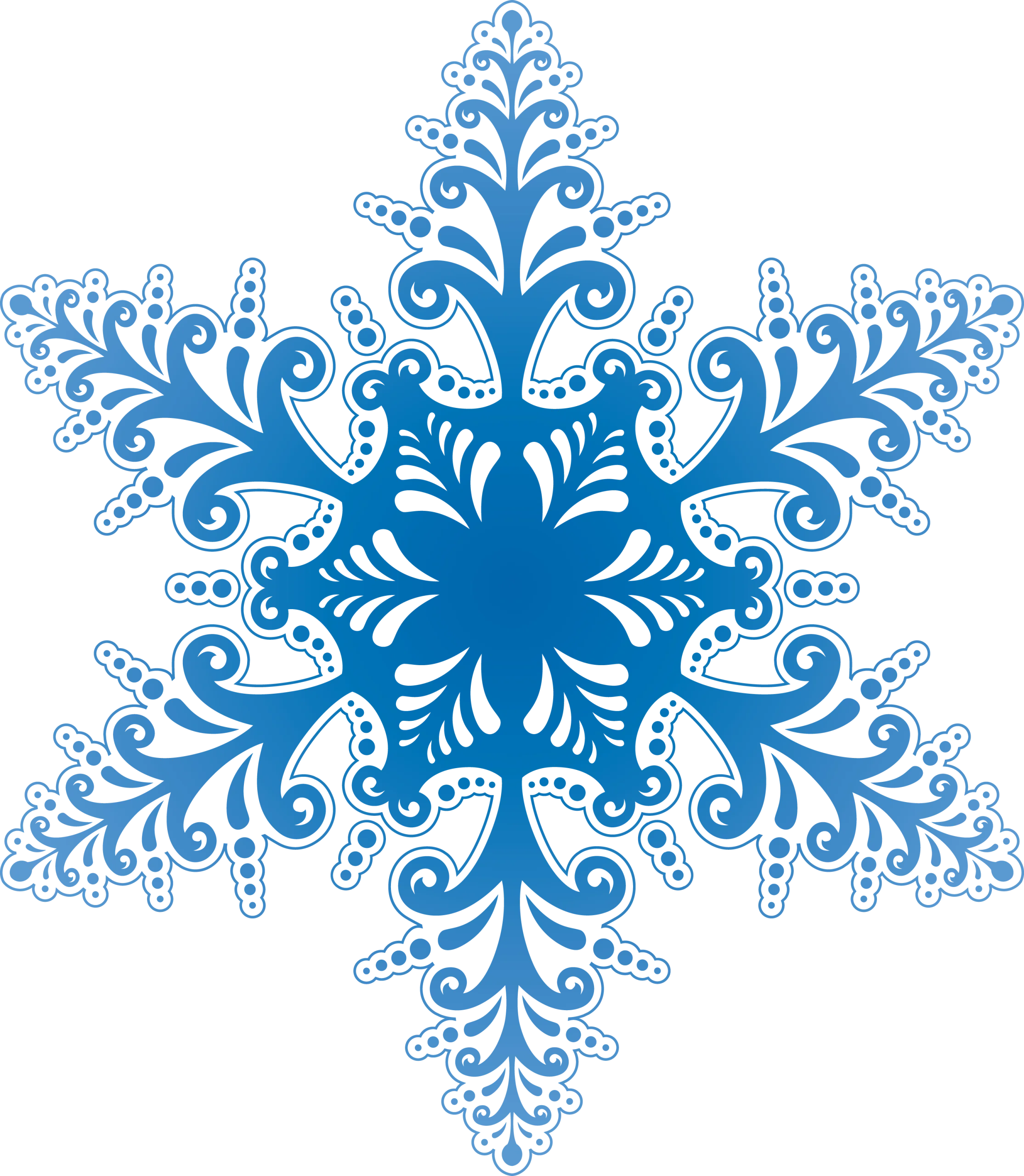 Intricate Blue Winter Snowflake Clipart with Elegant Symmetrical Design