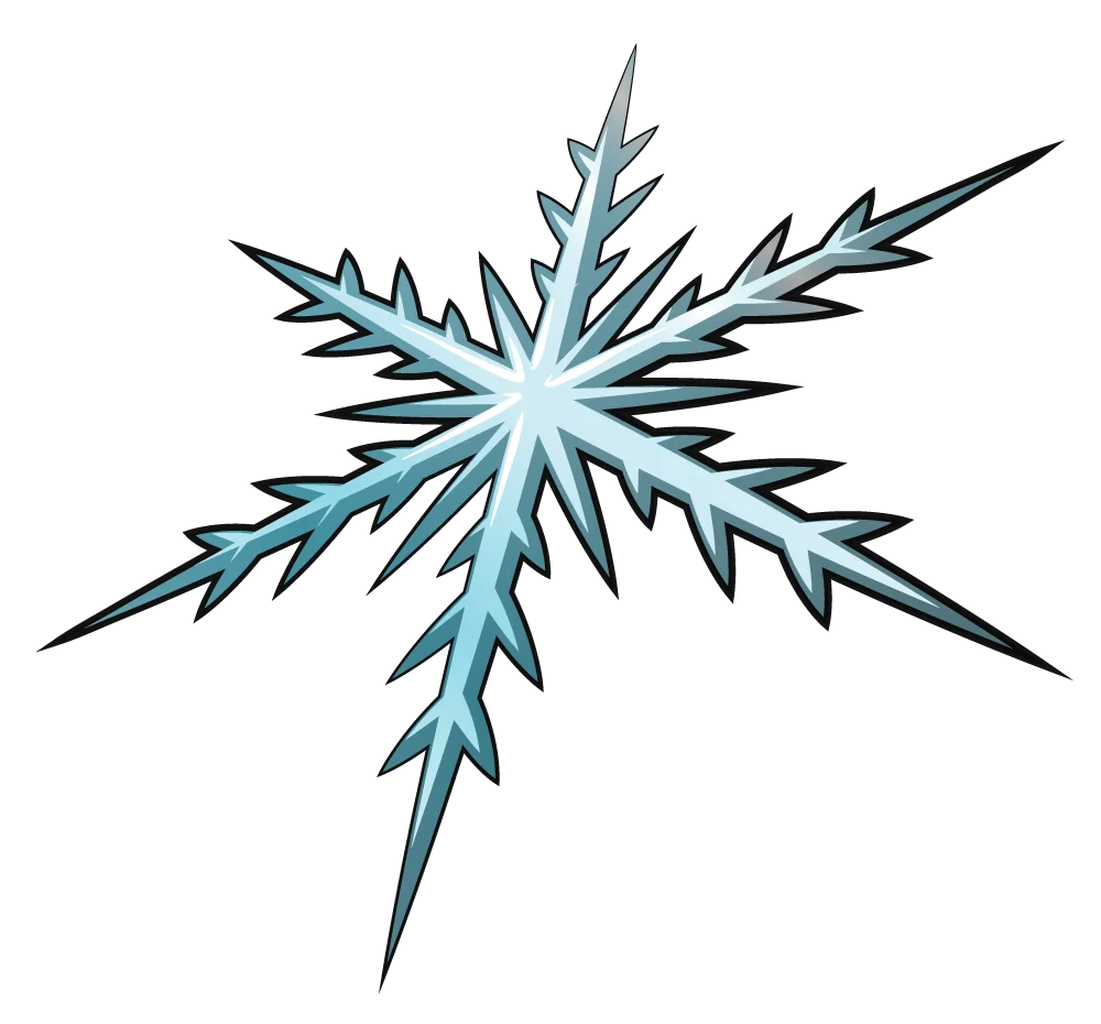 Intricate Ice Crystal Snowflake Clipart with Sharp Angular Design