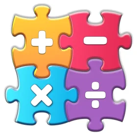 Mathematical Symbols Puzzle Clipart: Colorful Interlocking Pieces of Arithmetic Operations
