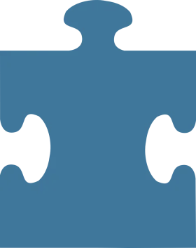 Minimalist Blue Jigsaw Puzzle Piece Clipart: Interlocking Design Element