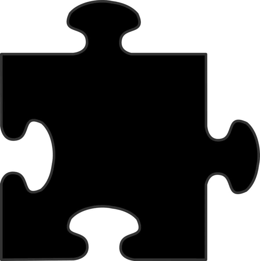Monochrome Puzzle Piece Clipart Illustrating Connection and Problem-Solving Concept