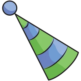 Playful Green and Blue Striped Birthday Party Celebration Clipart Design