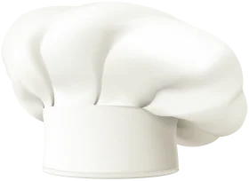 Professional White Chef Hat Clipart: Iconic Culinary Headwear Illustration