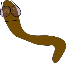 Quirky Brown Earthworm Clipart with Spiral Glasses and Curvy Body