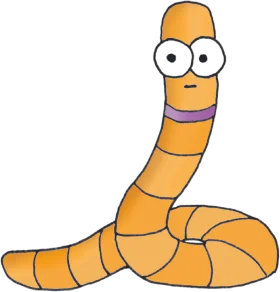 Quirky Cartoon Worm Clipart with Googly Eyes and Expressive Orange Design