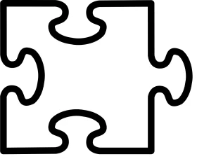 Simple Minimalist Puzzle Piece Clipart with Clean Monochromatic Design