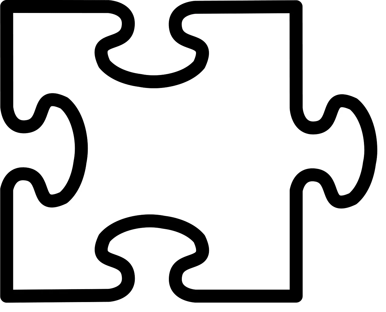 Simple Minimalist Puzzle Piece Clipart with Clean Monochromatic Design