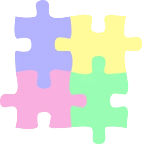 Soft-Hued Interlocking Puzzle Pieces Clipart Representing Collaborative Connection