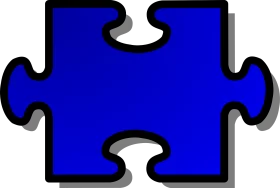 Solid Blue Jigsaw Puzzle Piece Clipart with Distinctive Interlocking Edges