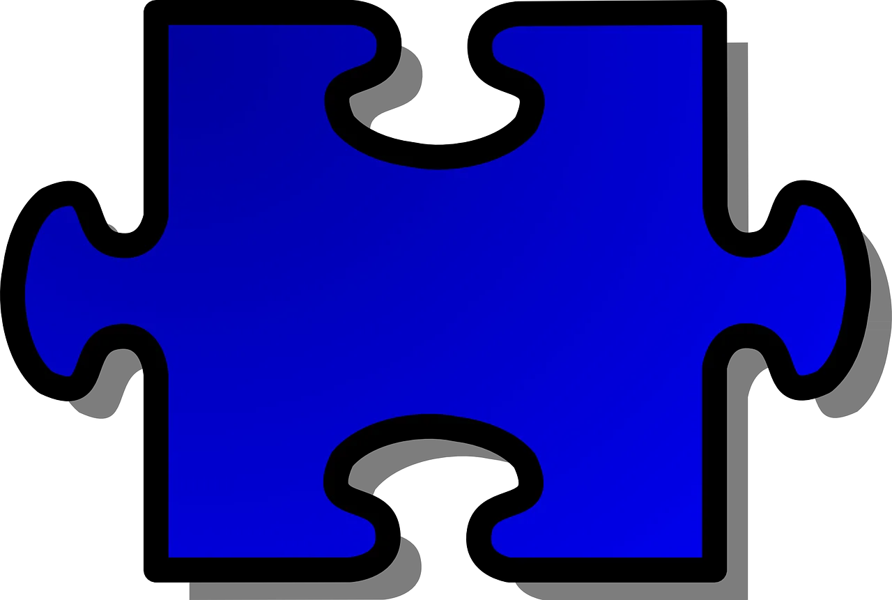 Solid Blue Jigsaw Puzzle Piece Clipart with Distinctive Interlocking Edges