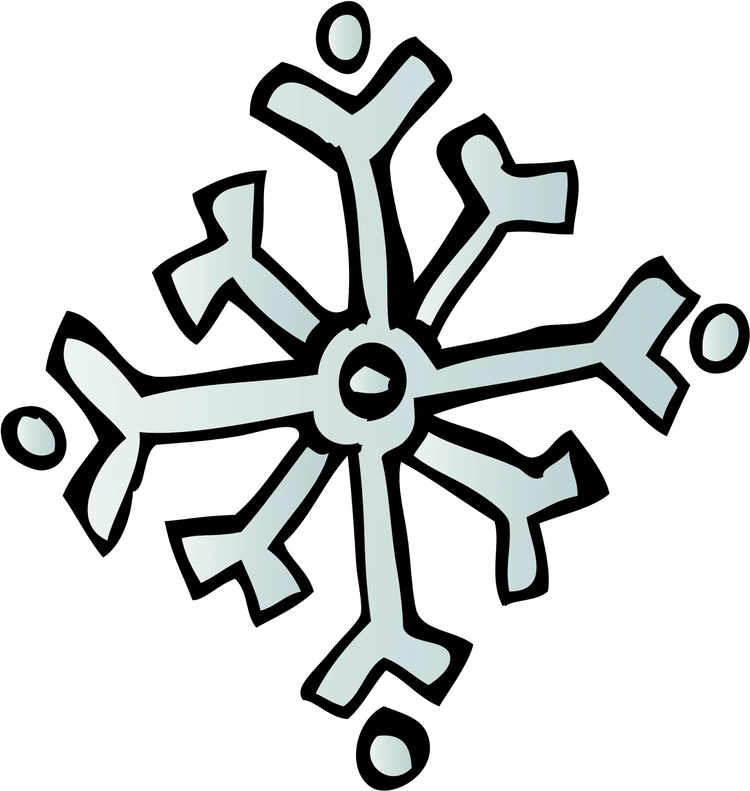 Stylized Geometric Snowflake Clipart with Symmetrical Angular Design