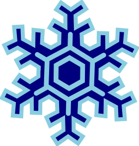 Symmetrical Blue and Navy Geometric Snowflake Clipart Design