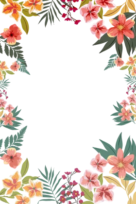Tropical Paradise Floral Border Clipart: Watercolor Botanical Frame Design