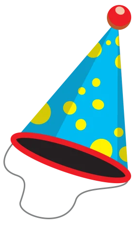 Whimsical Blue and Yellow Polka Dot Birthday Party Cone Clipart Design