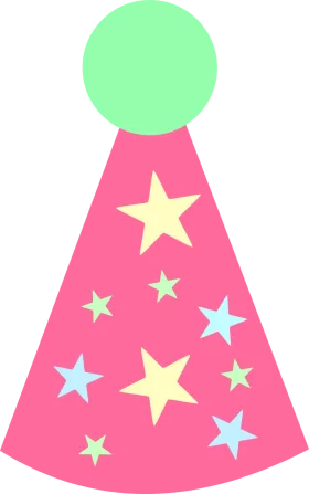 Whimsical Pink Party Hat Clipart with Pastel Stars and Playful Design