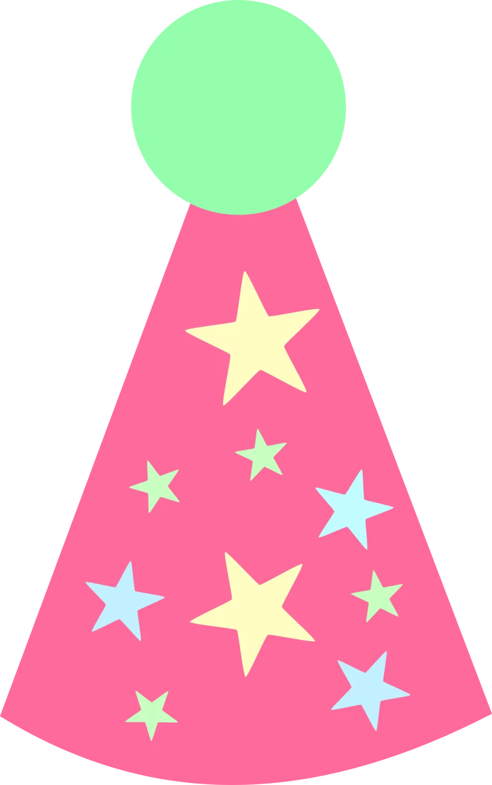 Whimsical Pink Party Hat Clipart with Pastel Stars and Playful Design