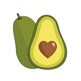 Adorable Heart-Shaped Avocado Clipart Showcasing Wholesome Fruit Love