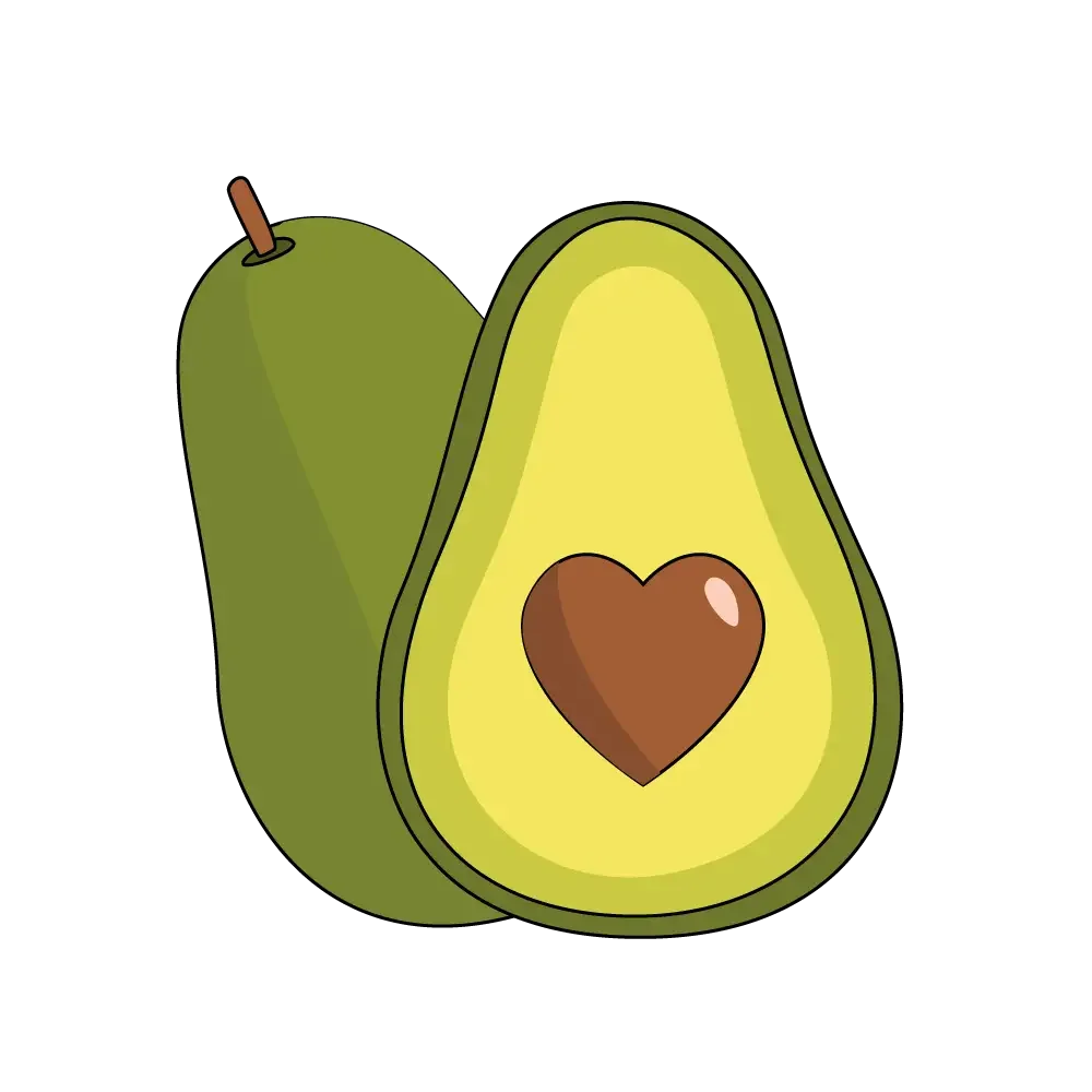 Adorable Heart-Shaped Avocado Clipart Showcasing Wholesome Fruit Love