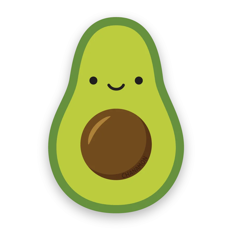 Adorable Kawaii Avocado Clipart: Cute Cartoon Fruit Character with Charming Smile