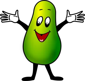 Cheerful Green Avocado Clipart Character with Friendly Animated Expression